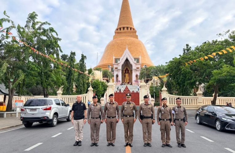 ผู้การนครปฐมตรวจพื้นที่บริเวณหน้าองค์พระปฐมเจดีย์เนื่องในงานเฉลิมพระเกียรติ พระบาทสมเด็จพระมงกุฎเกล้าเจ้าอยู่หัว