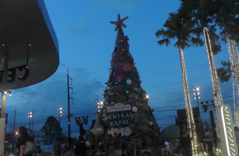 ผู้ว่ากระบี่เปิดไฟต้นคริสมาสต์รีไซเคิลแห่งแรกของไทยที่ถ่ายทอดเรื่องราวของการฟื้นฟูอนุรักษ์สัตว์ทะเลคืนชีวิตและความงดงามแห่งความหวังของท้องทะเลอันดามัน