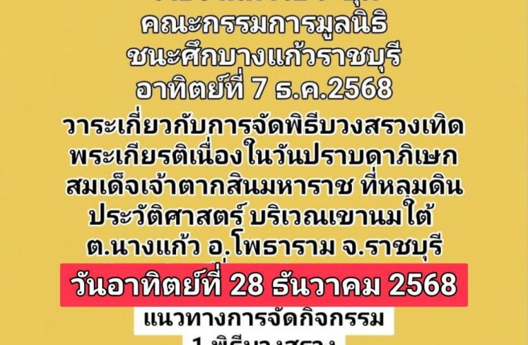 รายงานการประชุม คณะกรรมการมูลนิธิ ชนะศึกบางแก้วราชบุรี