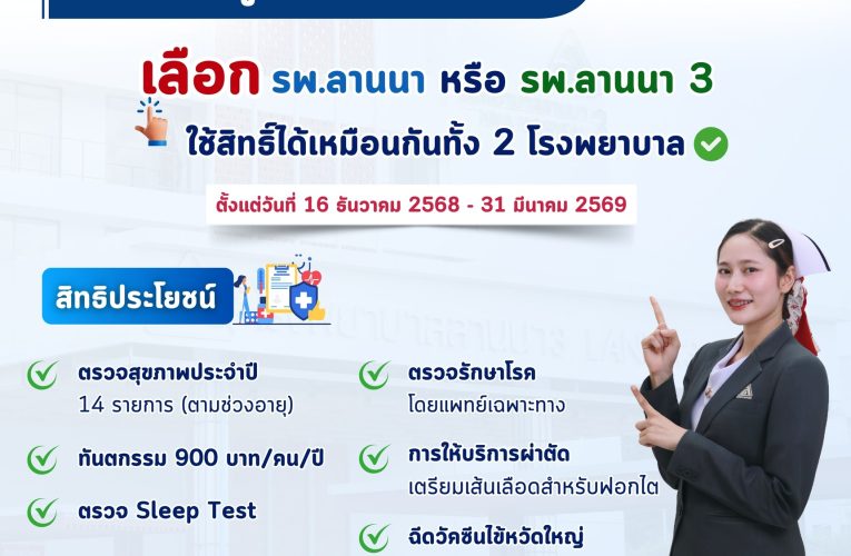โรงพยาบาลลานนา และโรงพยาบาลลานนา3 เปิดรับผู้ประกันตนเพิ่ม (จำนวนมาก)