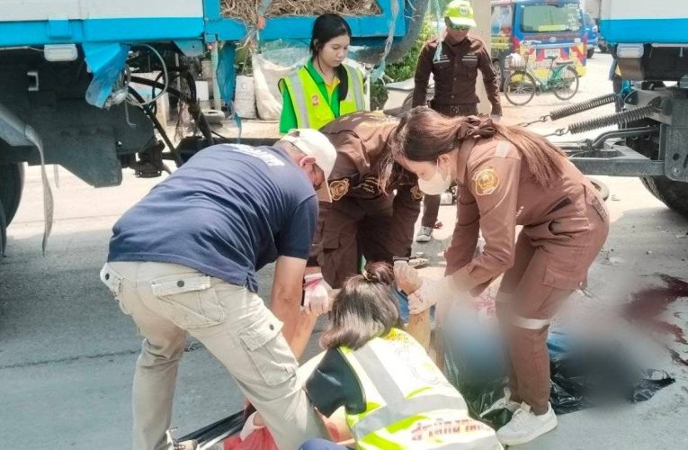 นครปฐม หนุ่ม ใหญ่วัย 47 ปีซิ่งรถ จยย. ชนรถ 18 ล้อดับคาที่ในตัวพบหลักฐานบัตรผู้พิการประเภทหนึ่ง