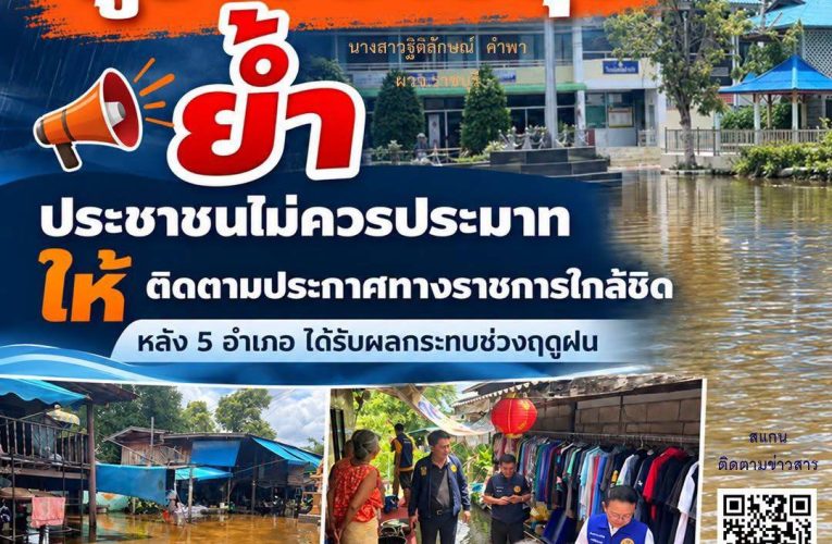 ผู้ว่าฯ ราชบุรี เตือนประชาชนเฝ้าระวังอุทกภัย หลัง 5 อำเภอได้รับผลกระทบจากฝนตกหนัก