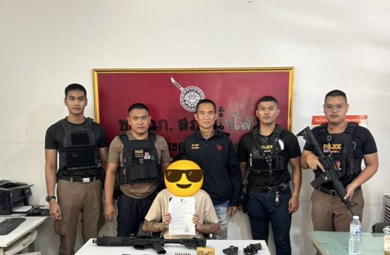 อุดรฯ บุกจับหนุ่มน้ำโสมตามหมายจับคดีพยายามฆ่า ผงะค้นเจอ M4 กระสุน 5.56 มม. พร้อมปืน .38 และยาบ้า